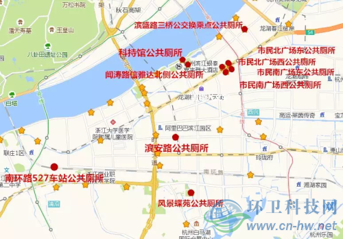 濱江10座智慧公廁地址分布。